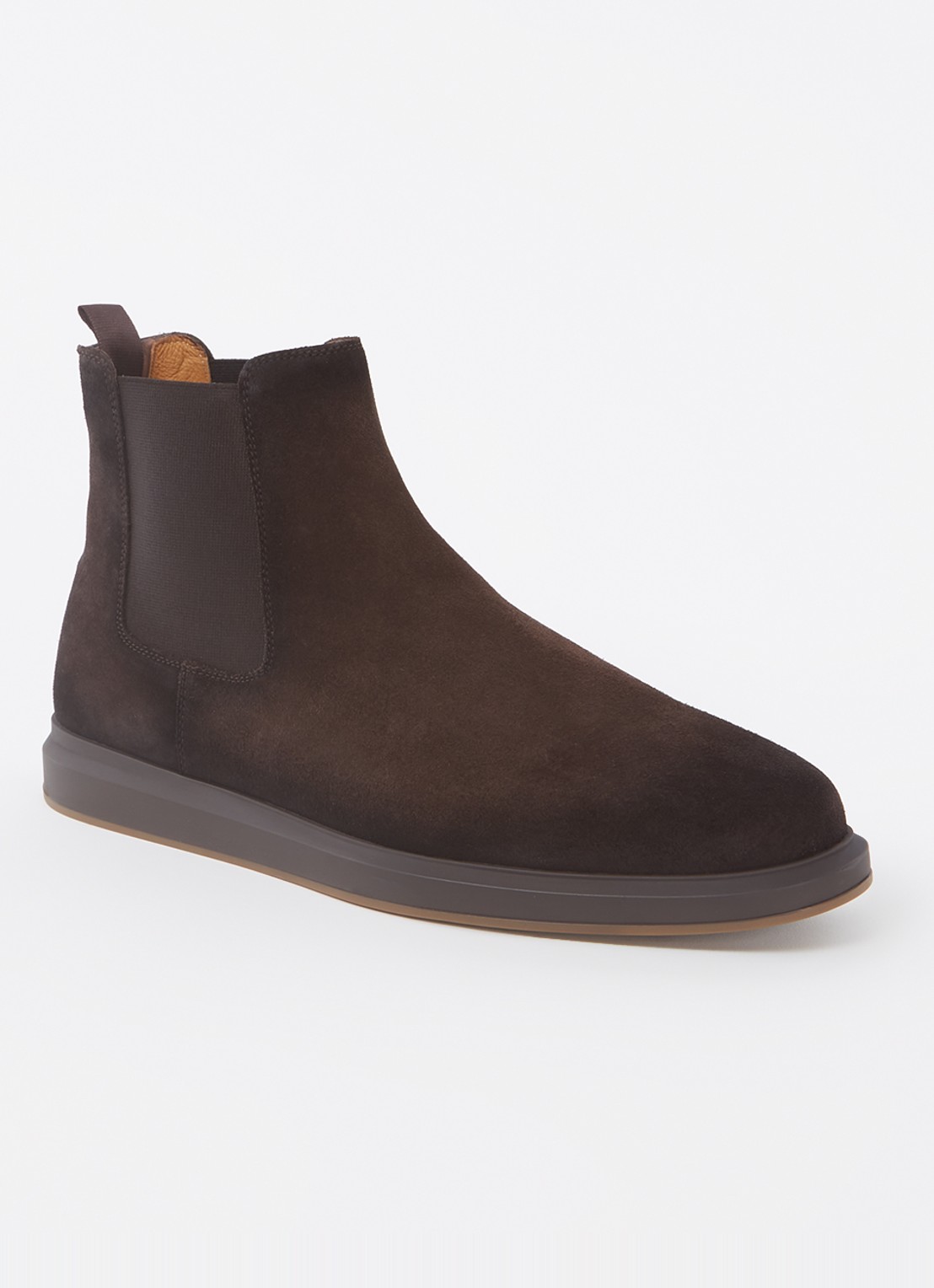 Magnanni Chelsea boot van suède - voorkant 4 donkerbruin