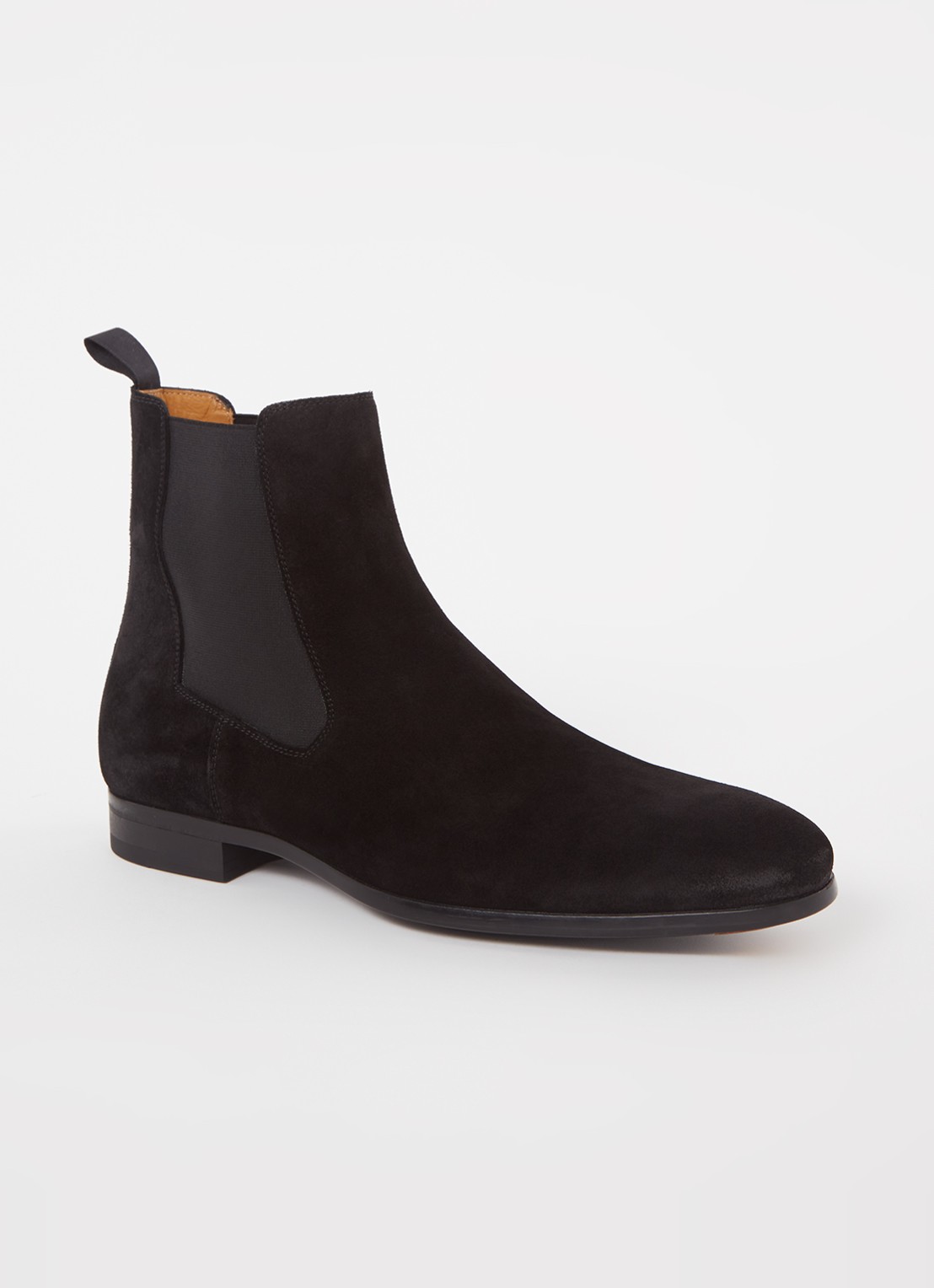 Magnanni Chelsea boot van suède - voorkant zwart