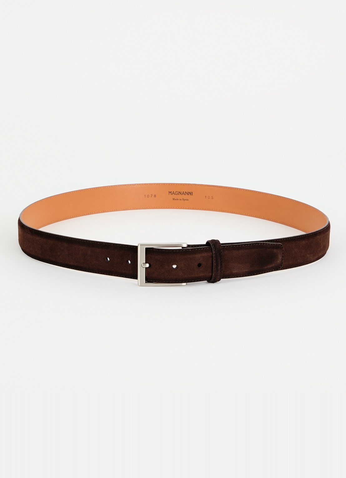 Magnanni Crostidifu Cacao riem van suède  - voorkant 2 donkerbruin