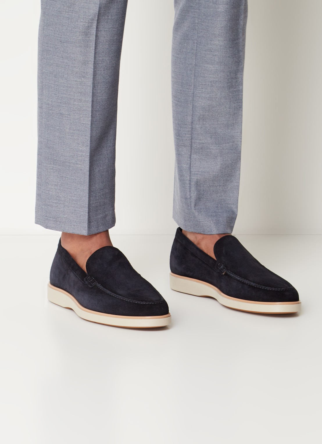 Magnanni Loafer van suède  - voorkant 6 donkerblauw
