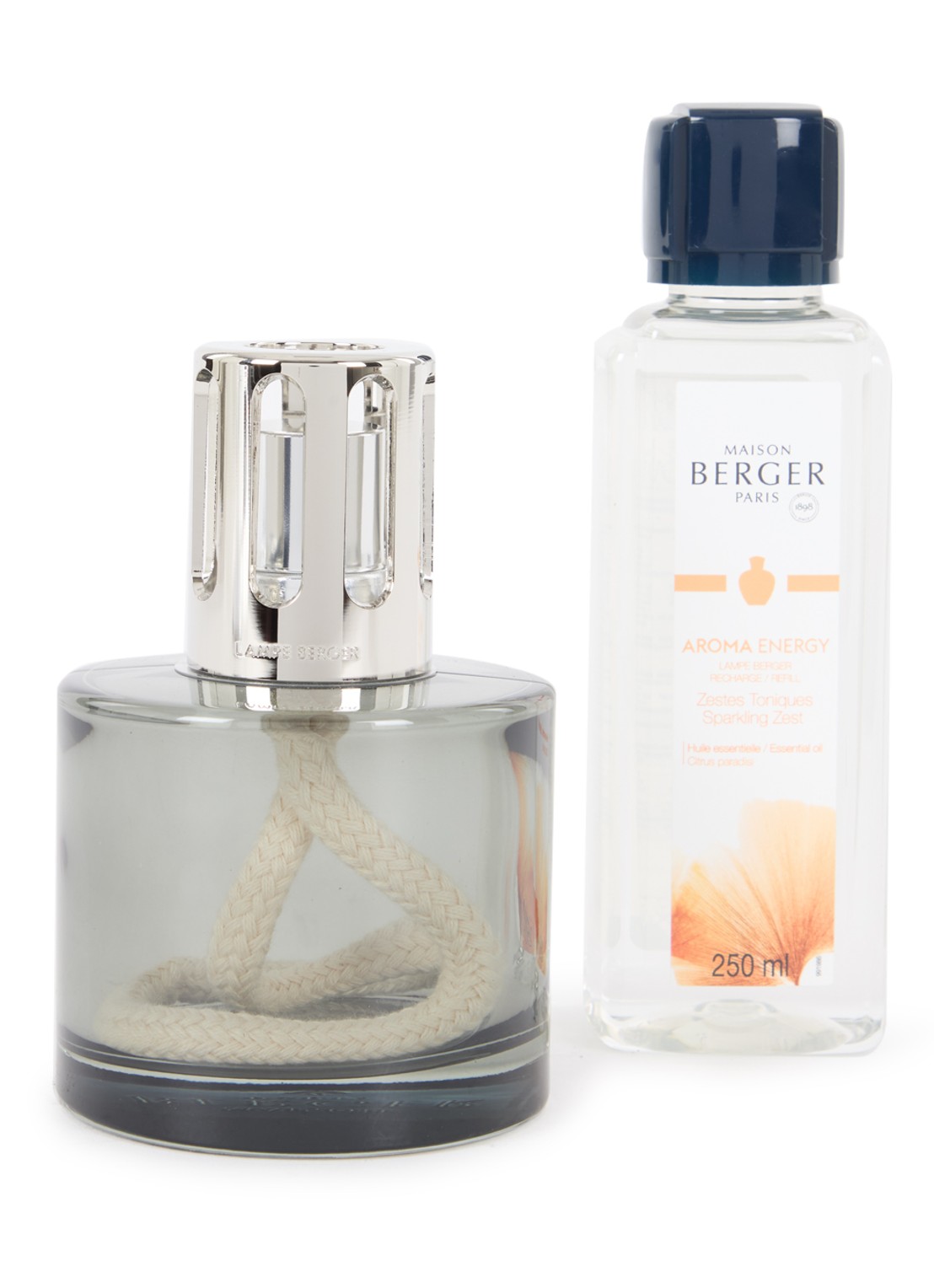 Maison Berger Aroma Energy citrus geurbrander met navulling in giftset - voorkant transparant
