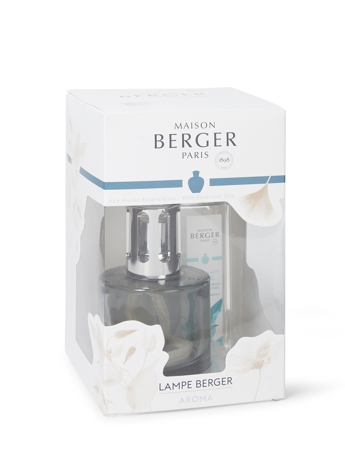 Maison Berger Aroma Happy geurbrander met navulling 250 ml - voorkant grijs