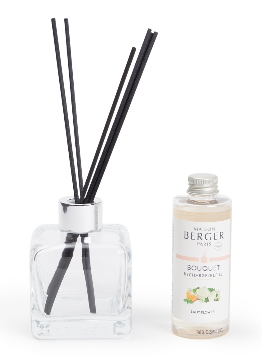 Maison Berger Lady Flower geurstokjes 100 ml - voorkant transparant