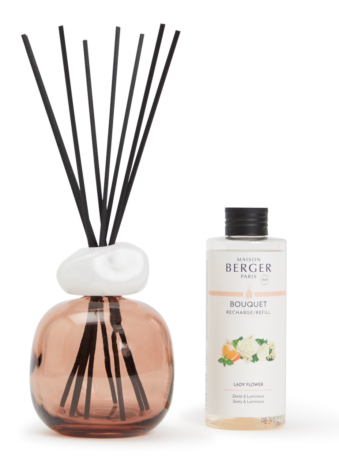 Maison Berger Lady Flower geurstokjes giftset 180 ml - voorkant roze