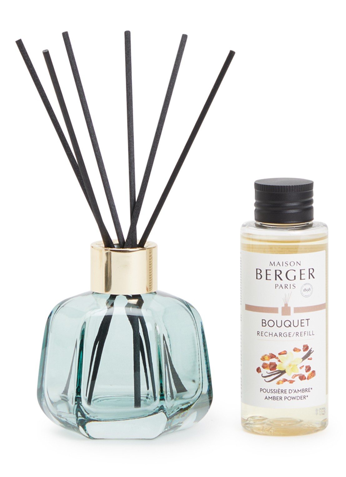 Maison Berger Magical Vert Poussière d'Ambre geurstokjes 150 ml - voorkant groen
