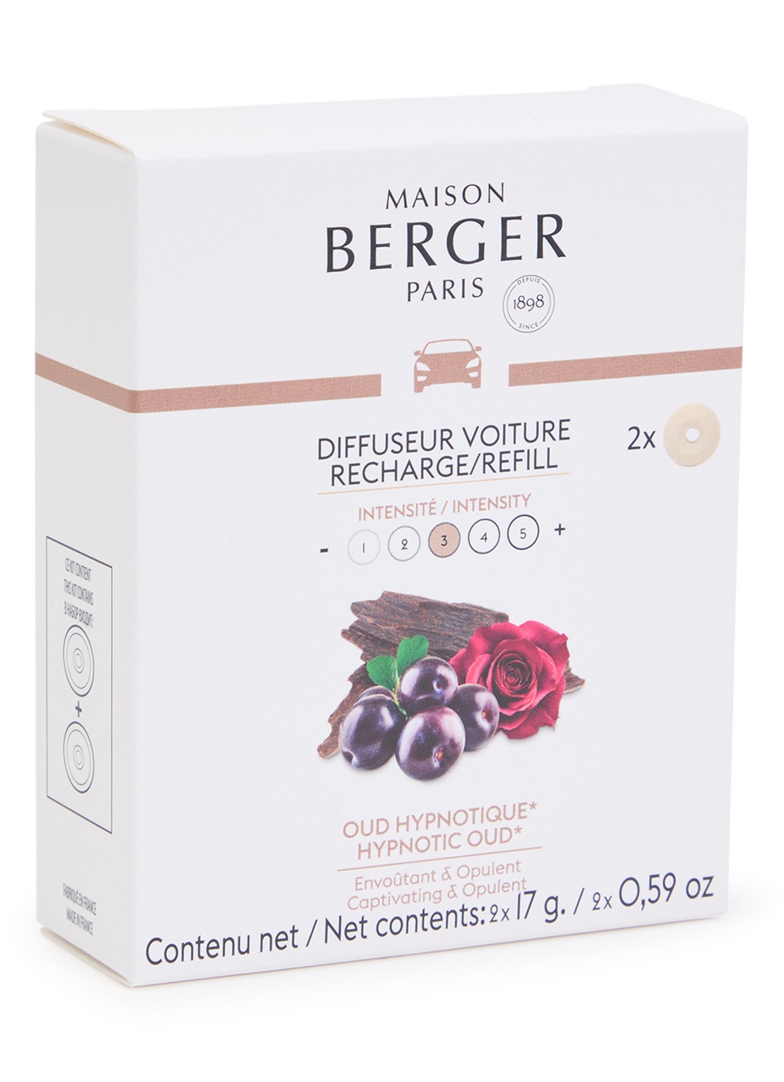 Maison Berger Oud Hypnotique navulling autodiffuser set van 2 - voorkant beige