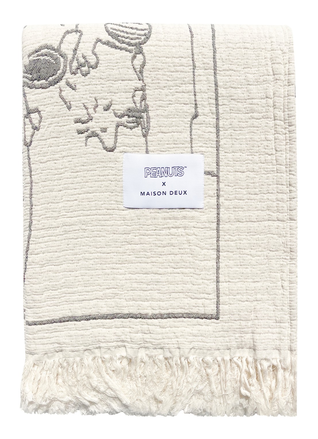 Maison Deux Flight School plaid 130 x 200 cm - voorkant 3 creme