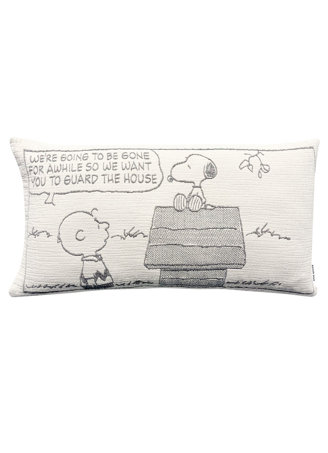 Maison Deux Guard the House sierkussenhoes 90 x 50 cm - voorkant creme