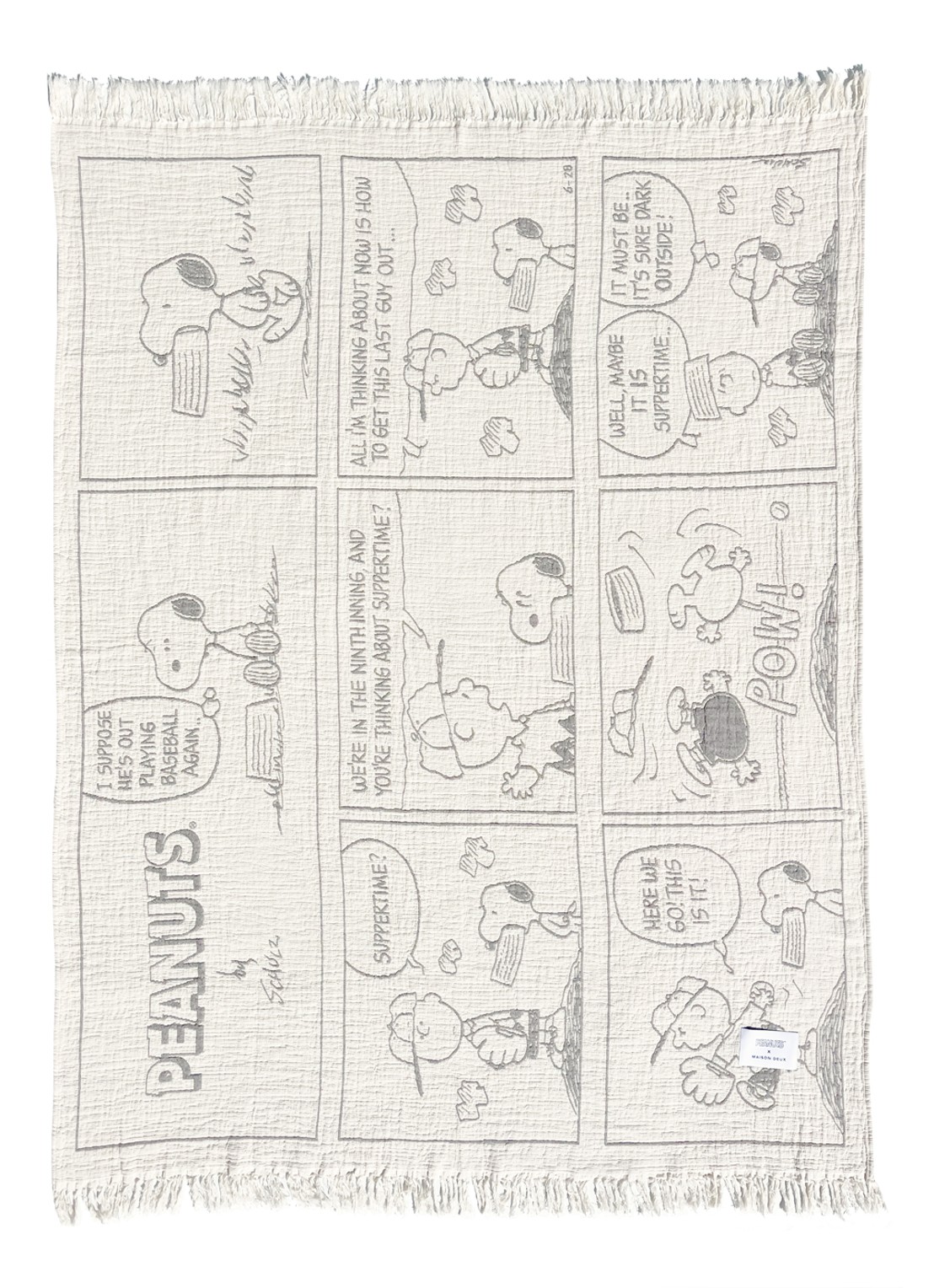Maison Deux Honkbal plaid 130 x 200 cm - voorkant 2 grijs