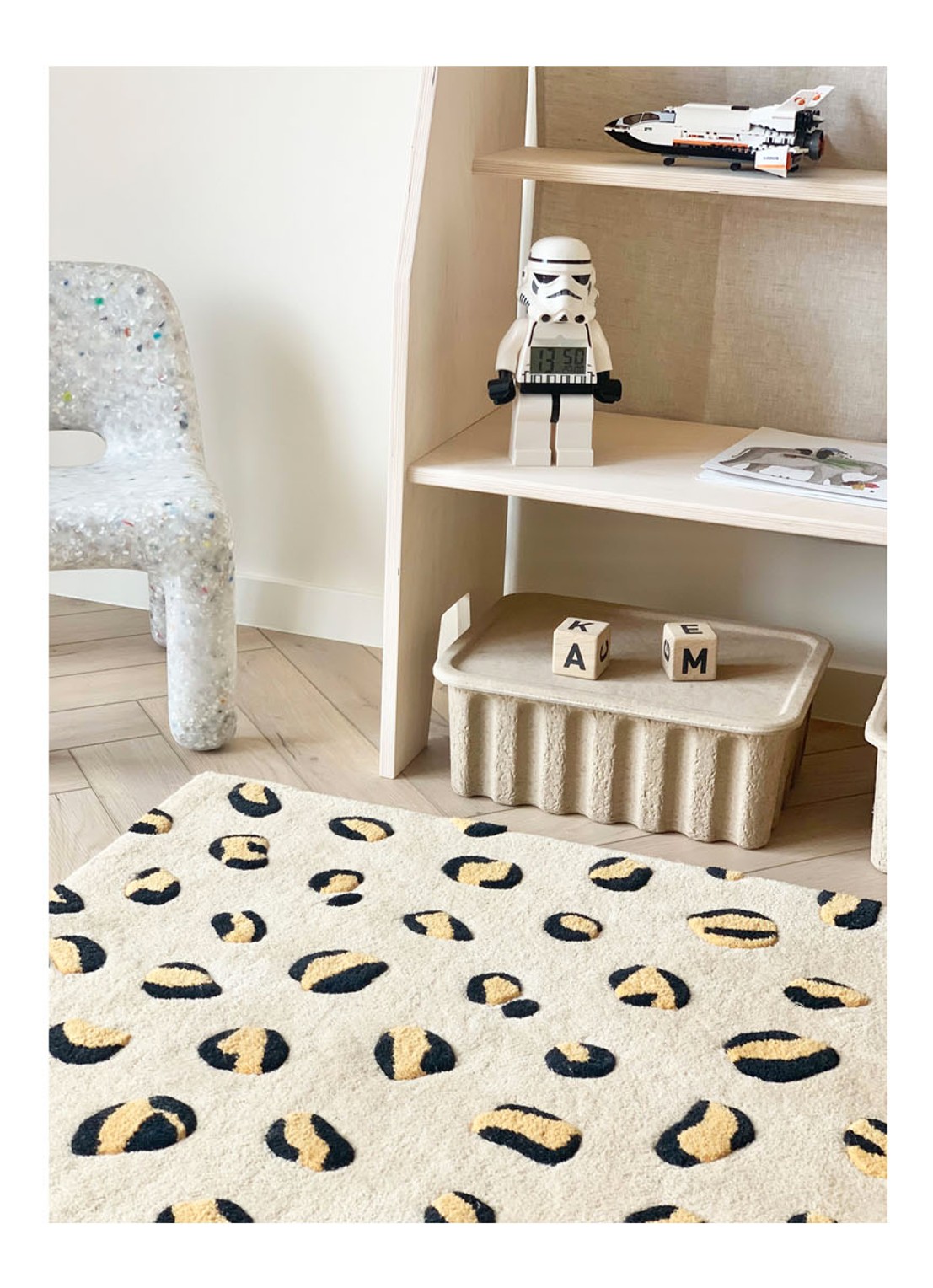 Maison Deux Leopard small vloerkleed 80 x 120 cm - voorkant 5 beige