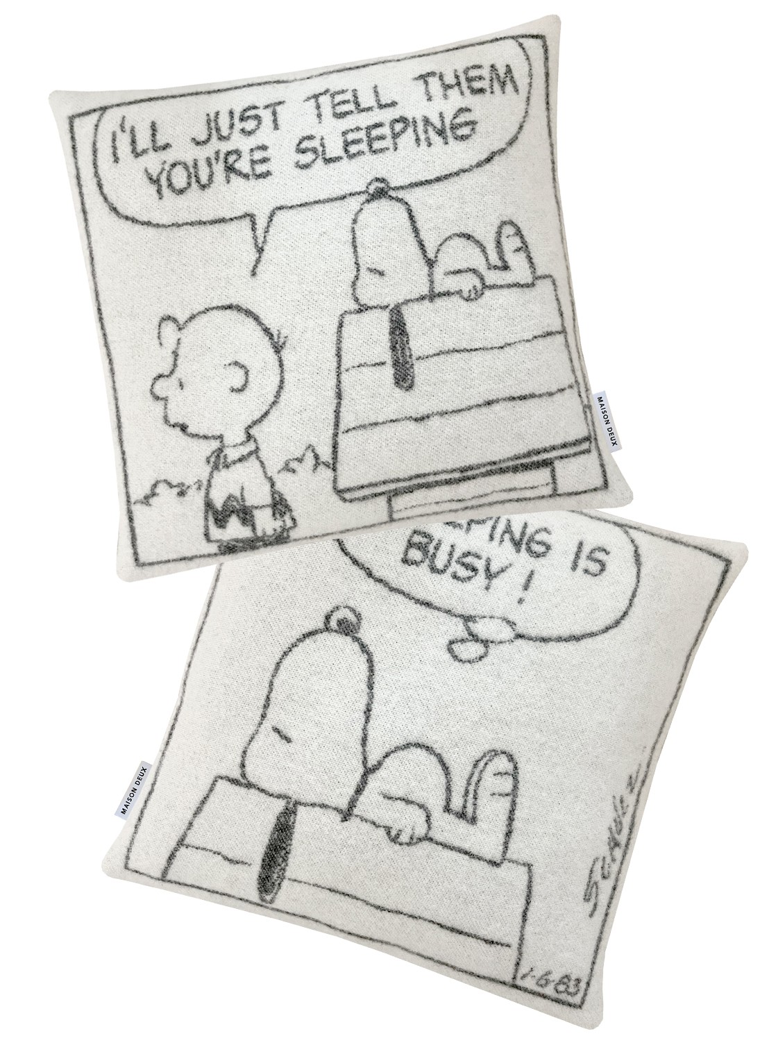 Maison Deux Peanuts sierkussenhoes 50 x 50 cm set van 2 - voorkant 3 creme