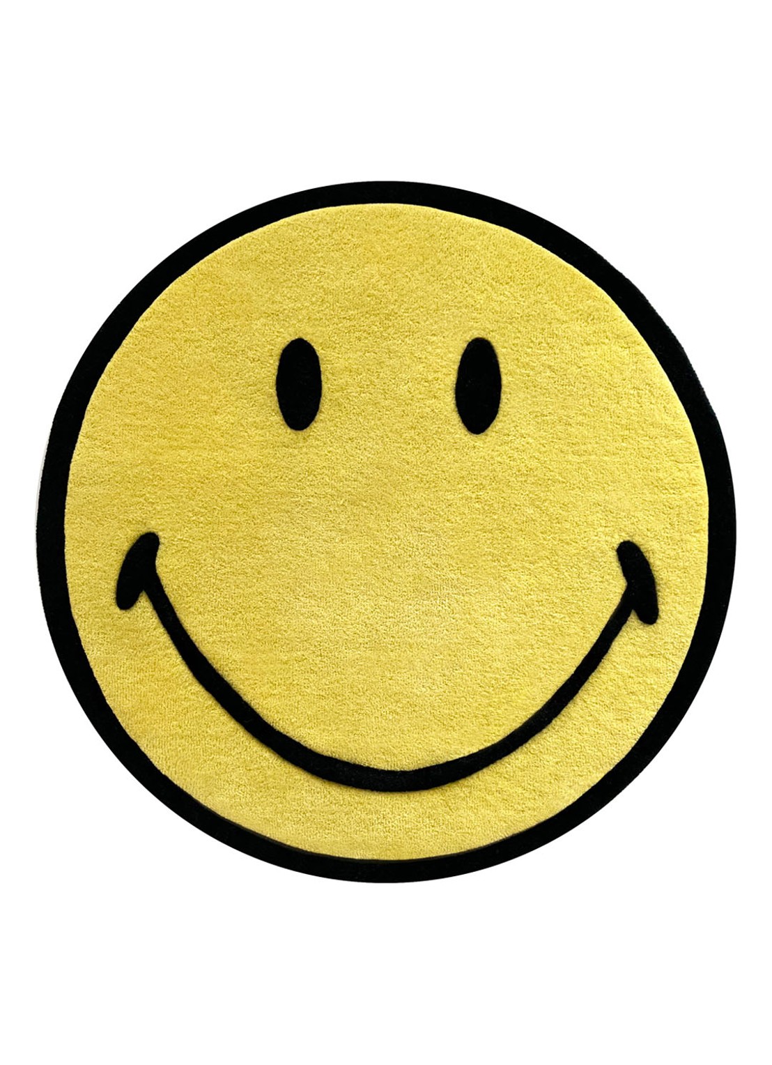 Maison Deux Smiley vloerkleed Ø100 cm - voorkant neongeel
