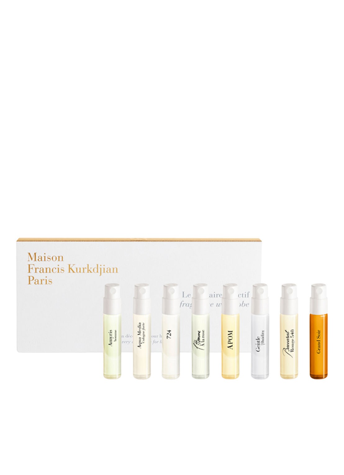Maison Francis Kurkdjian Mini Fragrance Wardrobe For Him - geuren set - voorkant beige