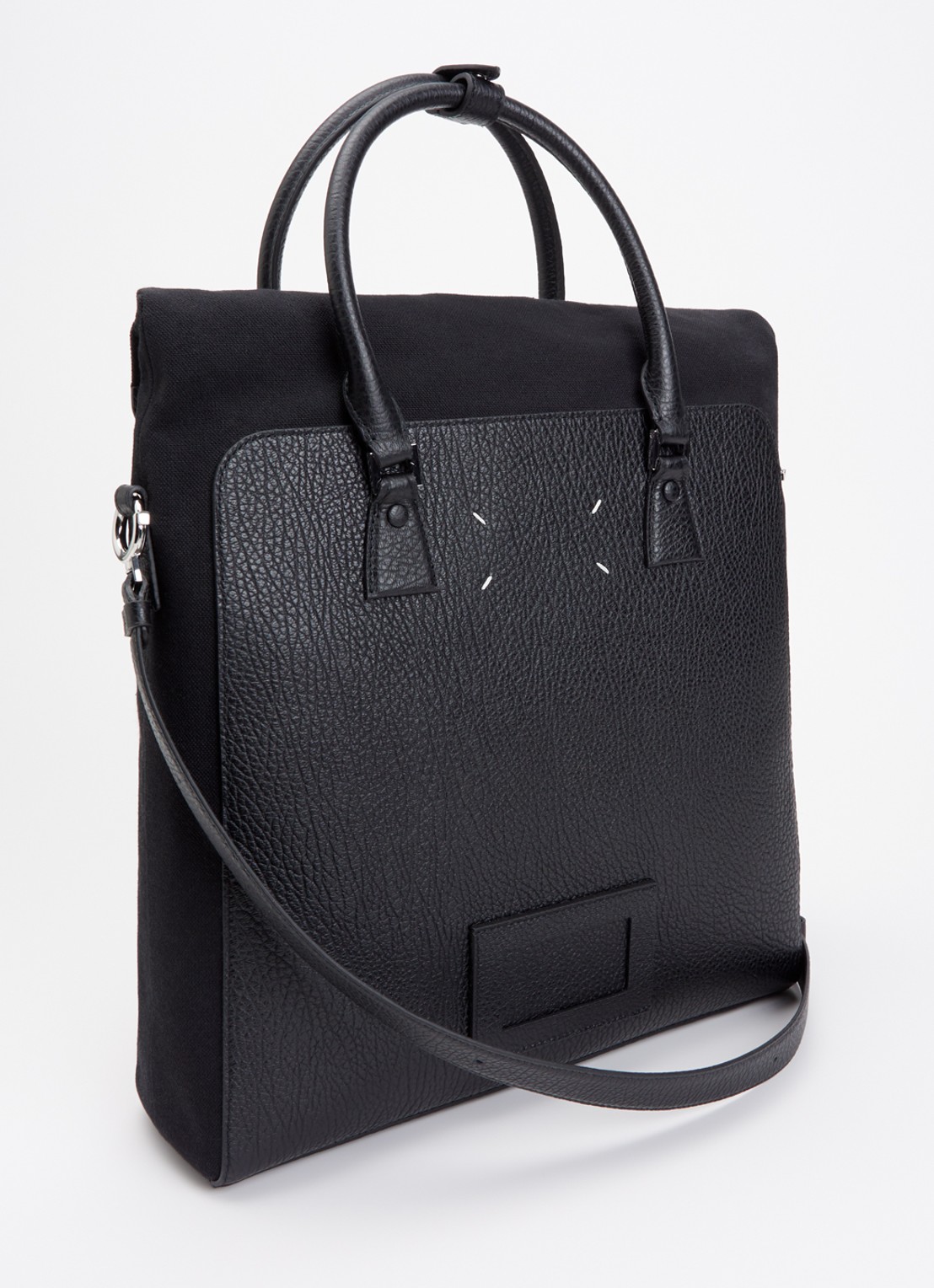 Maison Margiela 5AC Daily Vertical handtas van canvas met kalfsleren details en afneembare schouderriem - achterkant 7 zwart