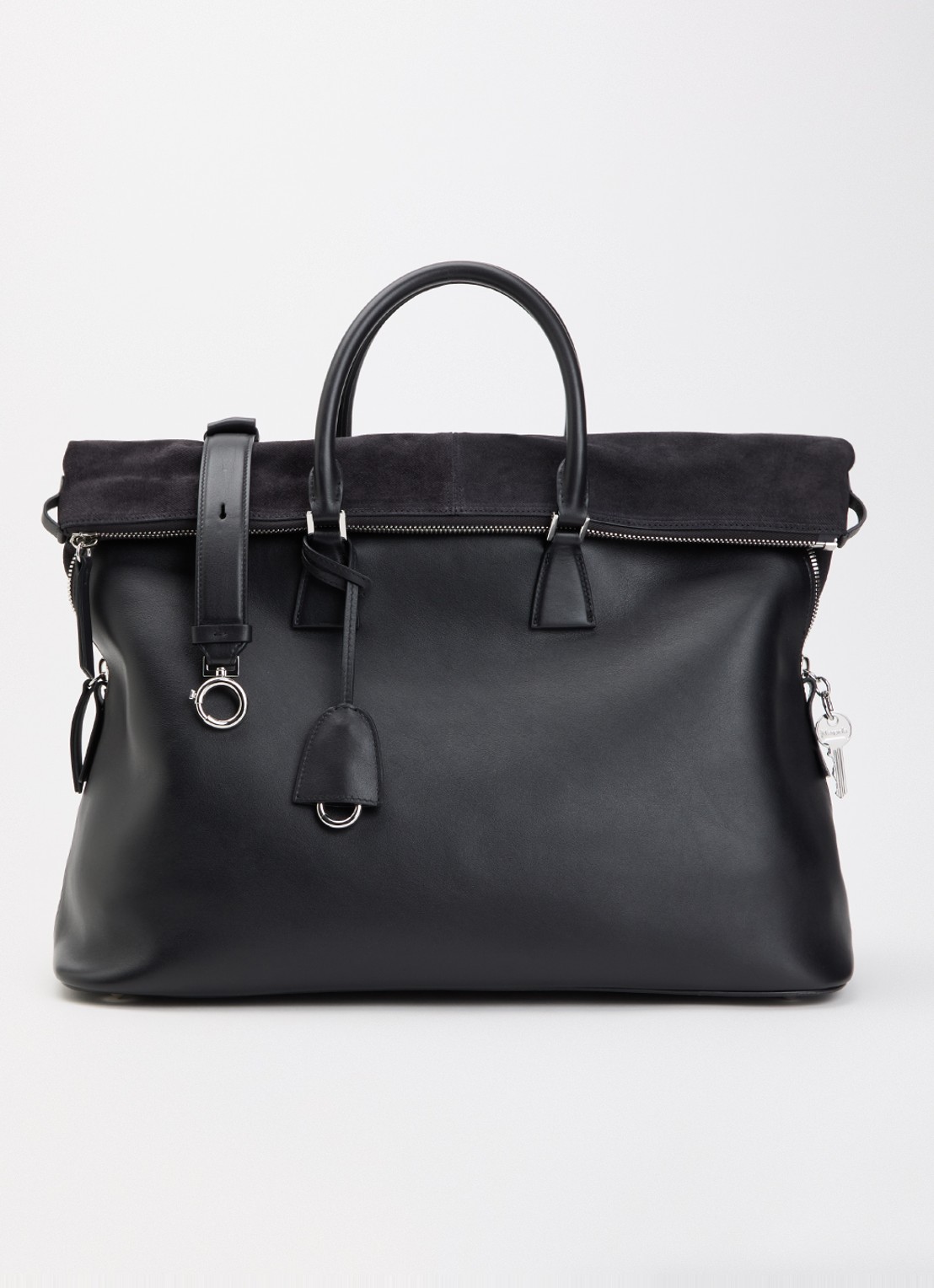 Maison Margiela 5ac XL Soft handtas van kalfsleer met afneembare schouderriem - voorkant 6 zwart