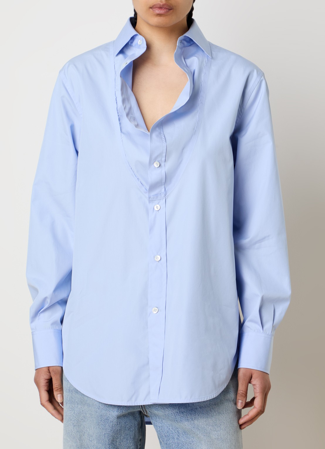 Maison Margiela Blouse met kraag - detail blauw