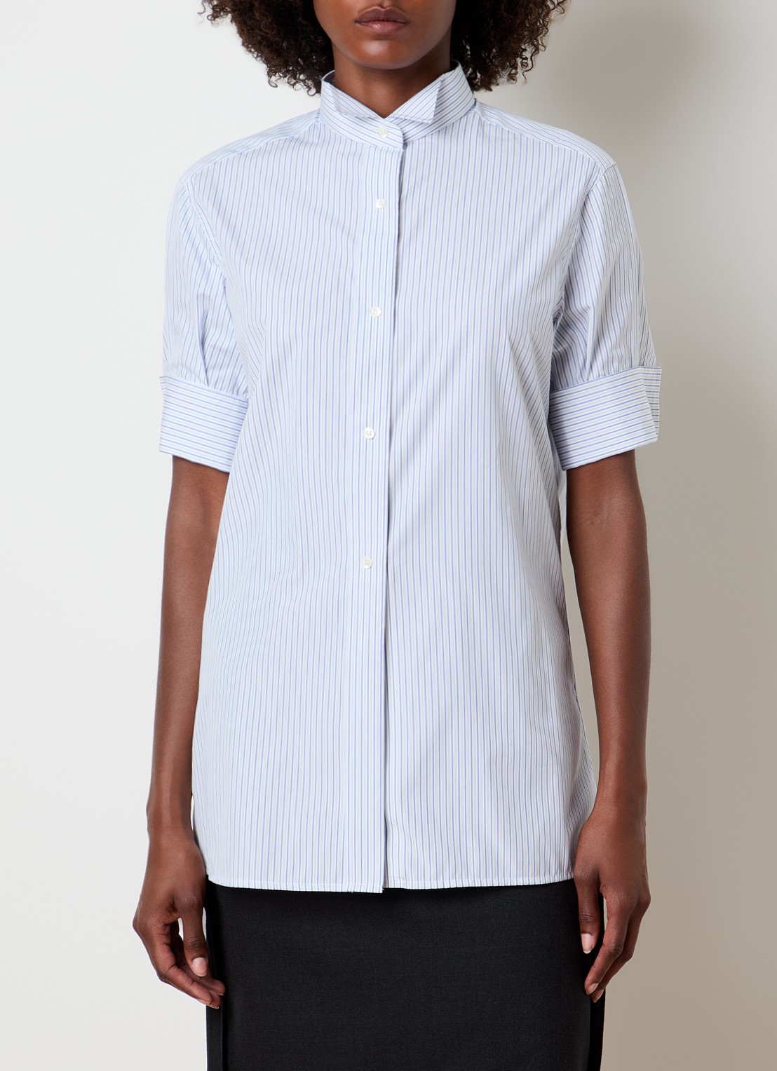 Maison Margiela Blouse met streepprint - detail blauw
