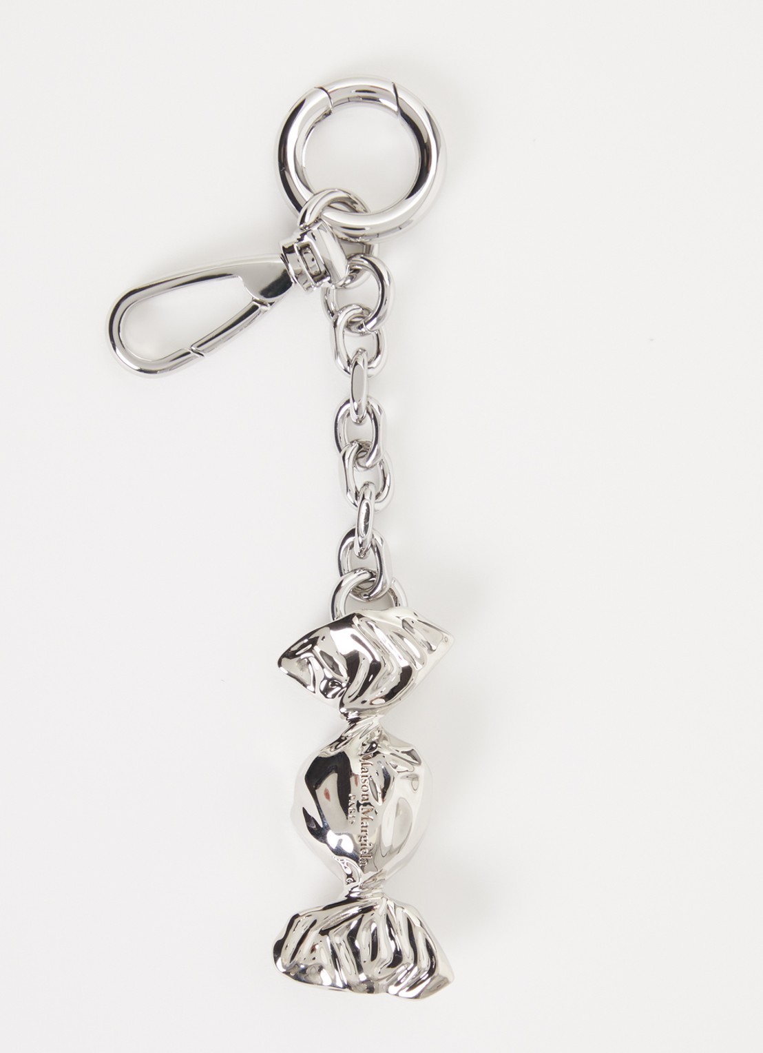 Maison Margiela Candy sleutelhanger met logo - voorkant zilver