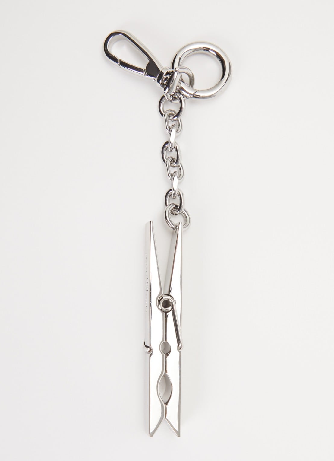 Maison Margiela Clothespin sleutelhanger met logo - voorkant zilver