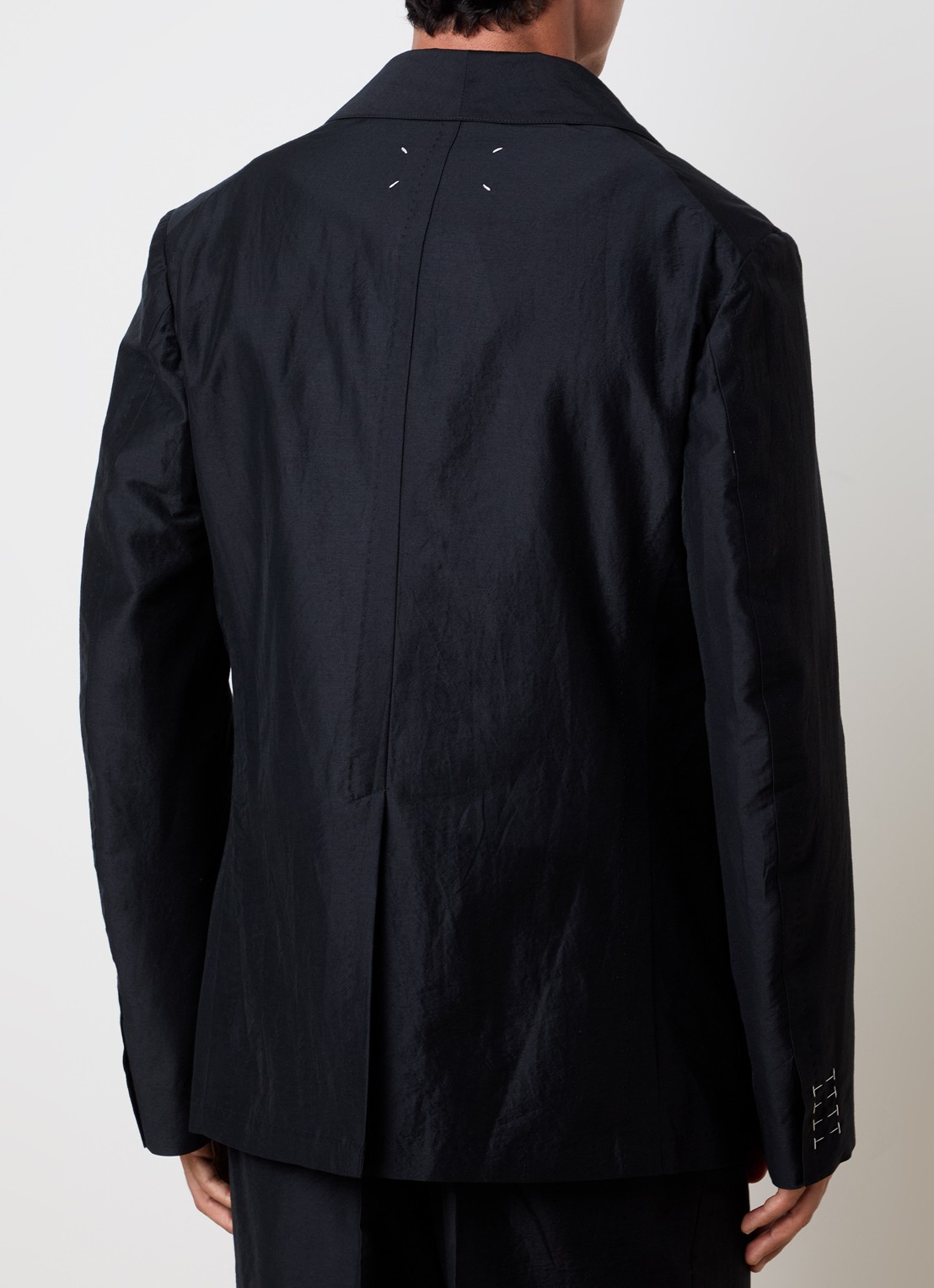 Maison Margiela Colbert in zijdeblend - achterkant donkerblauw