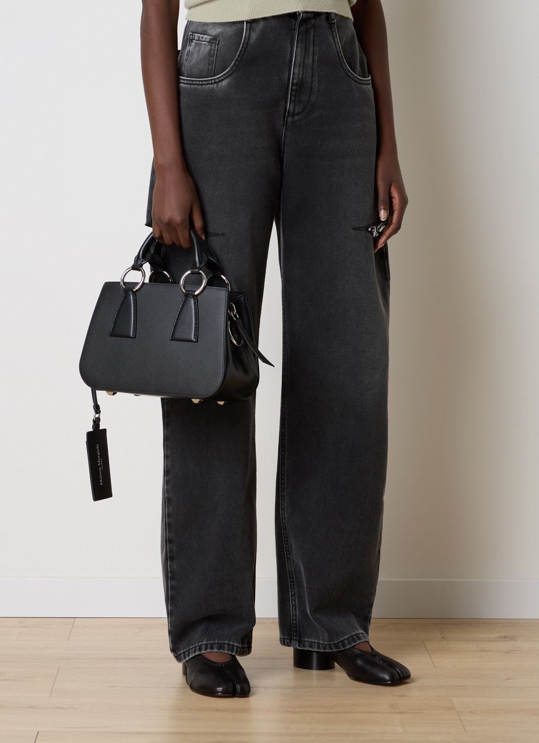 Maison Margiela Doll handtas van kalfsleer met afneembare schouderriem - voorkant 4 zwart