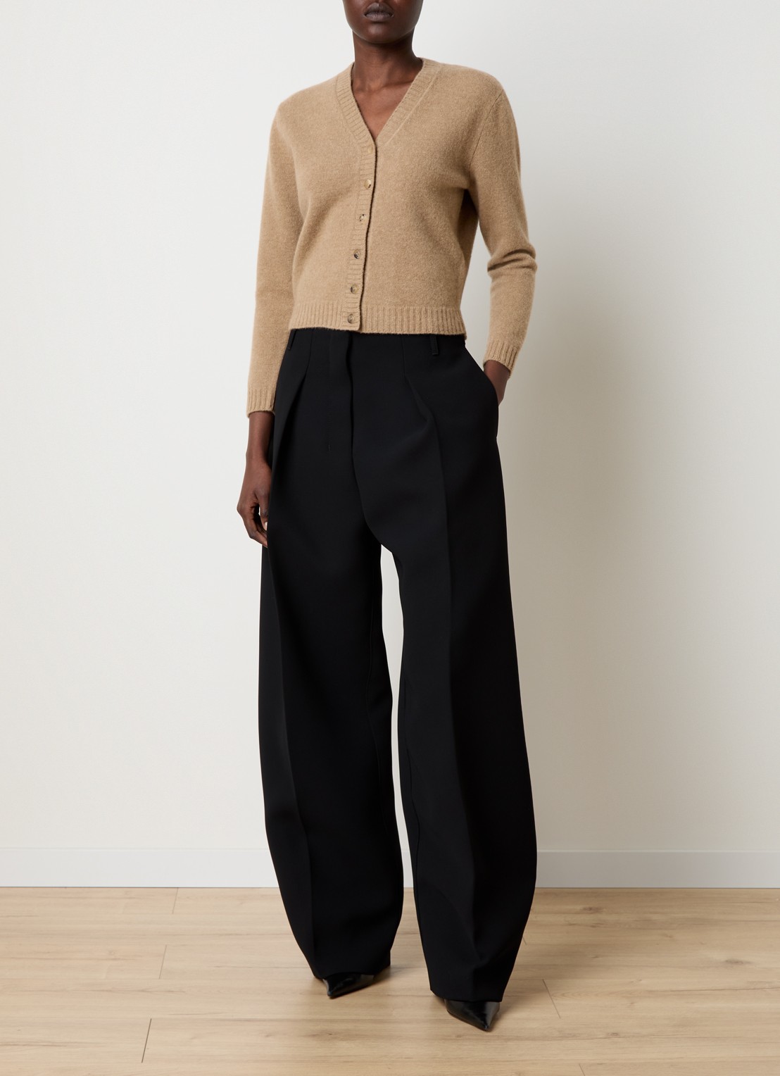 Maison Margiela Fijngebreid vest van wol - voorkant 4 bruin