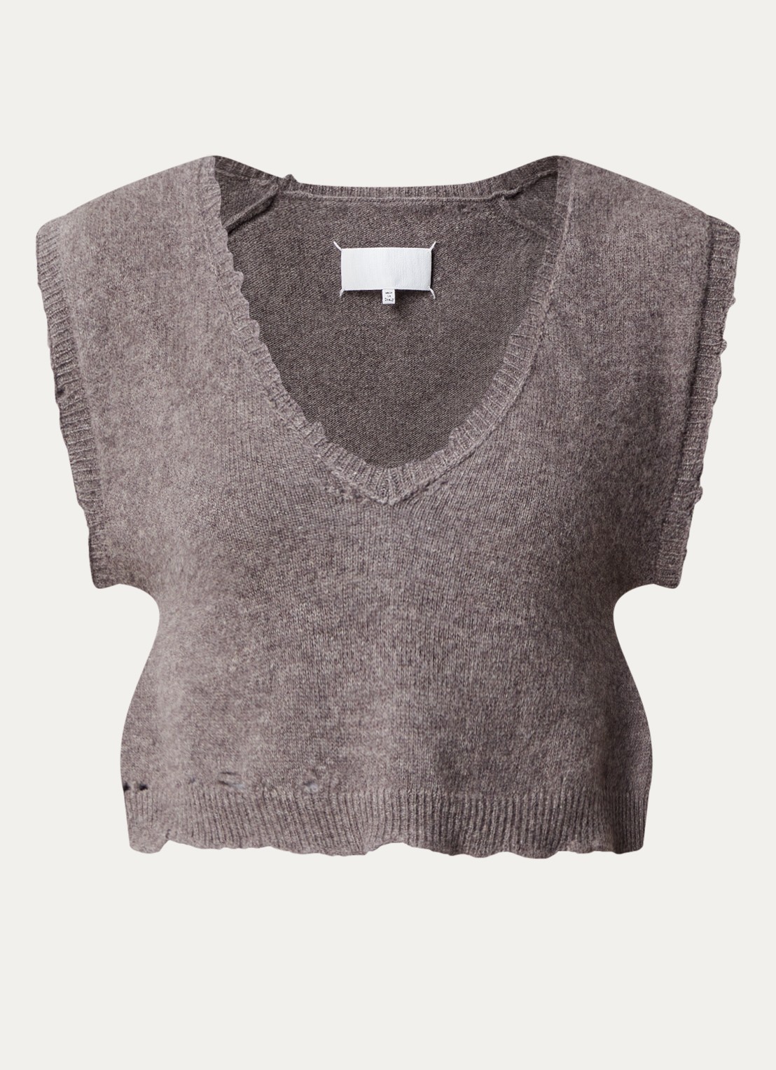 Maison Margiela Fijngebreide crop top met V-hals - voorkant 4 bruin