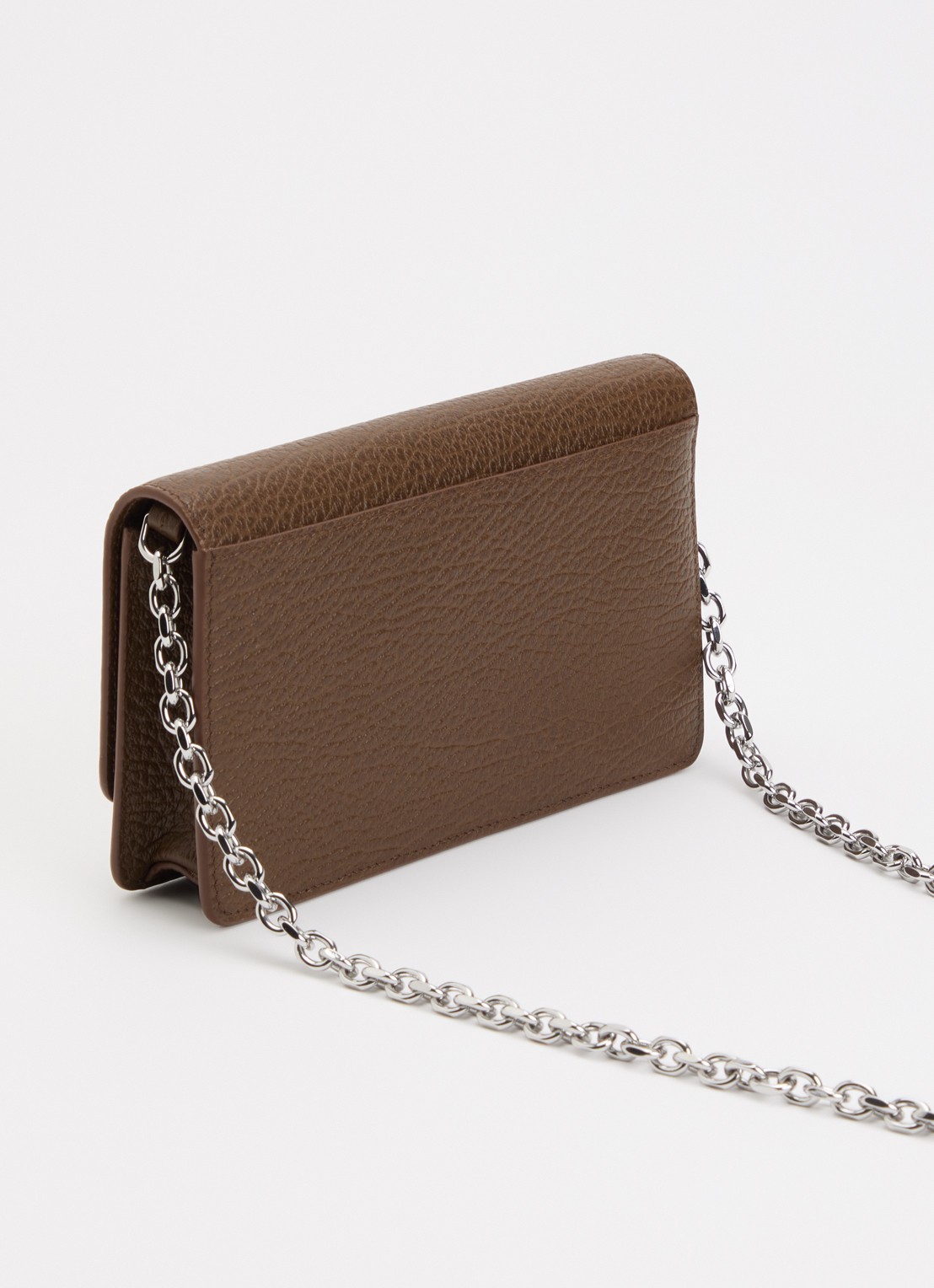 Maison Margiela Four Stitches clutch van kalfsleer met afneembare schouderriem - achterkant 2 donkerbruin