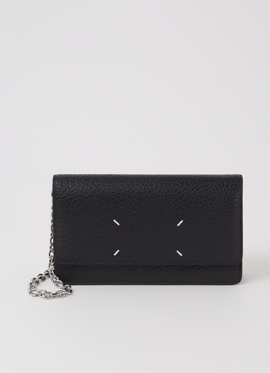 Maison Margiela Four Stitches portemonnee van kalfsleer - voorkant zwart