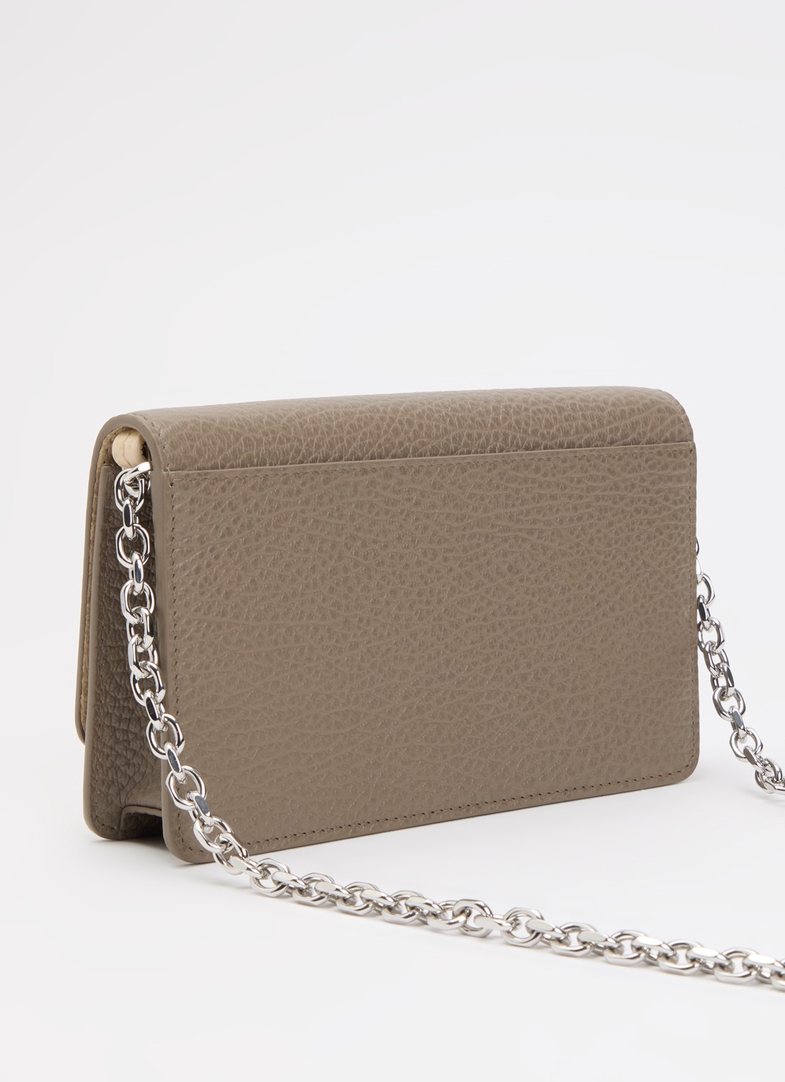 Maison Margiela Four Stitches portemonnee van kalfsleer - achterkant 3 taupe