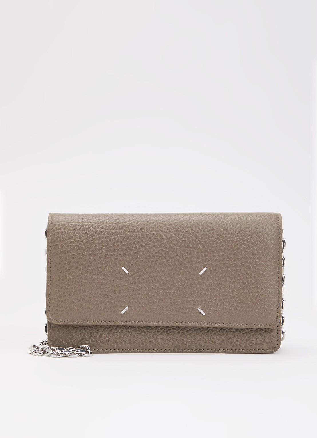 Maison Margiela Four Stitches portemonnee van kalfsleer - voorkant taupe