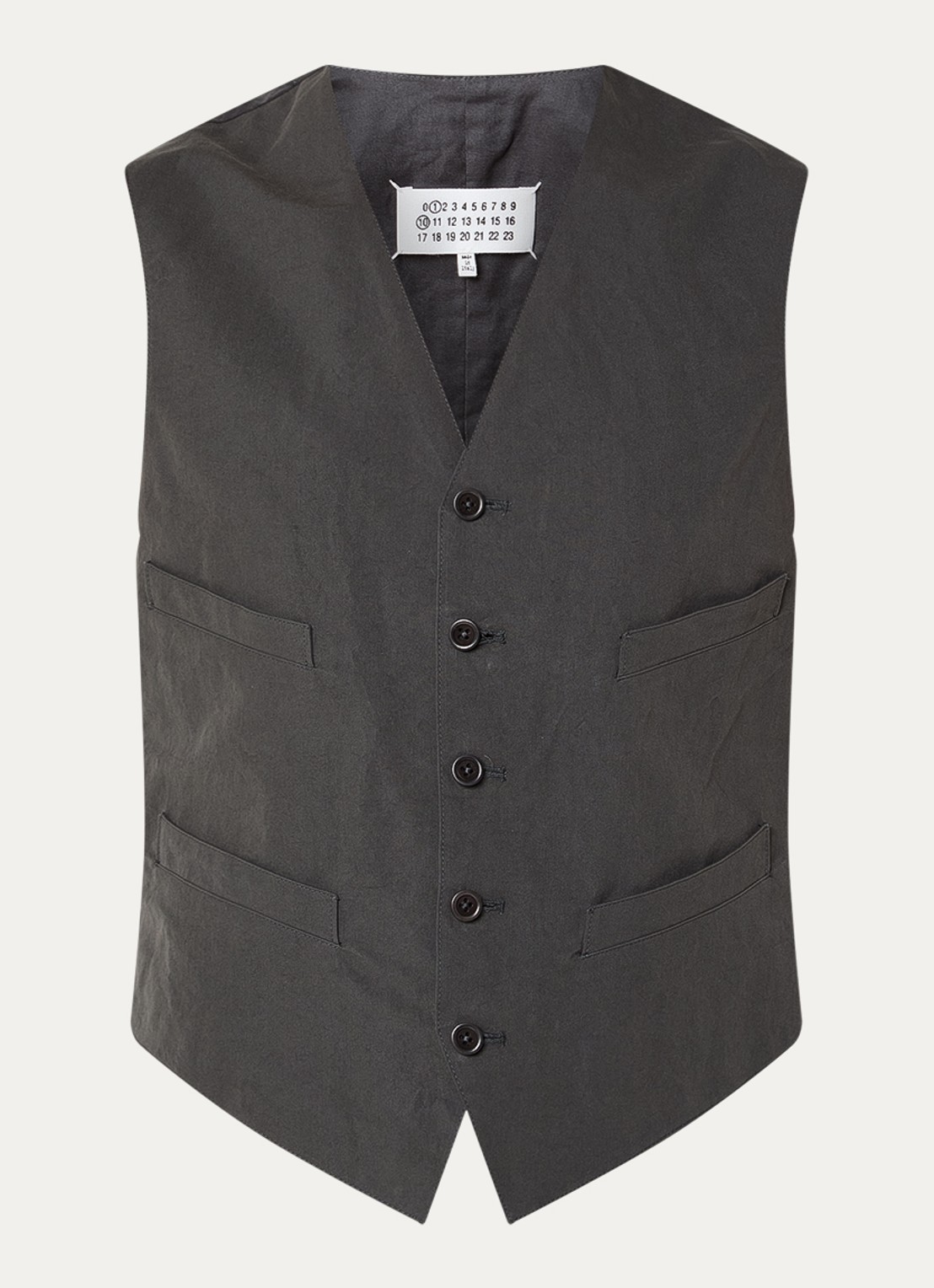 Maison Margiela Gilet in zijdeblend met steekzakken - voorkant 4 donkergrijs