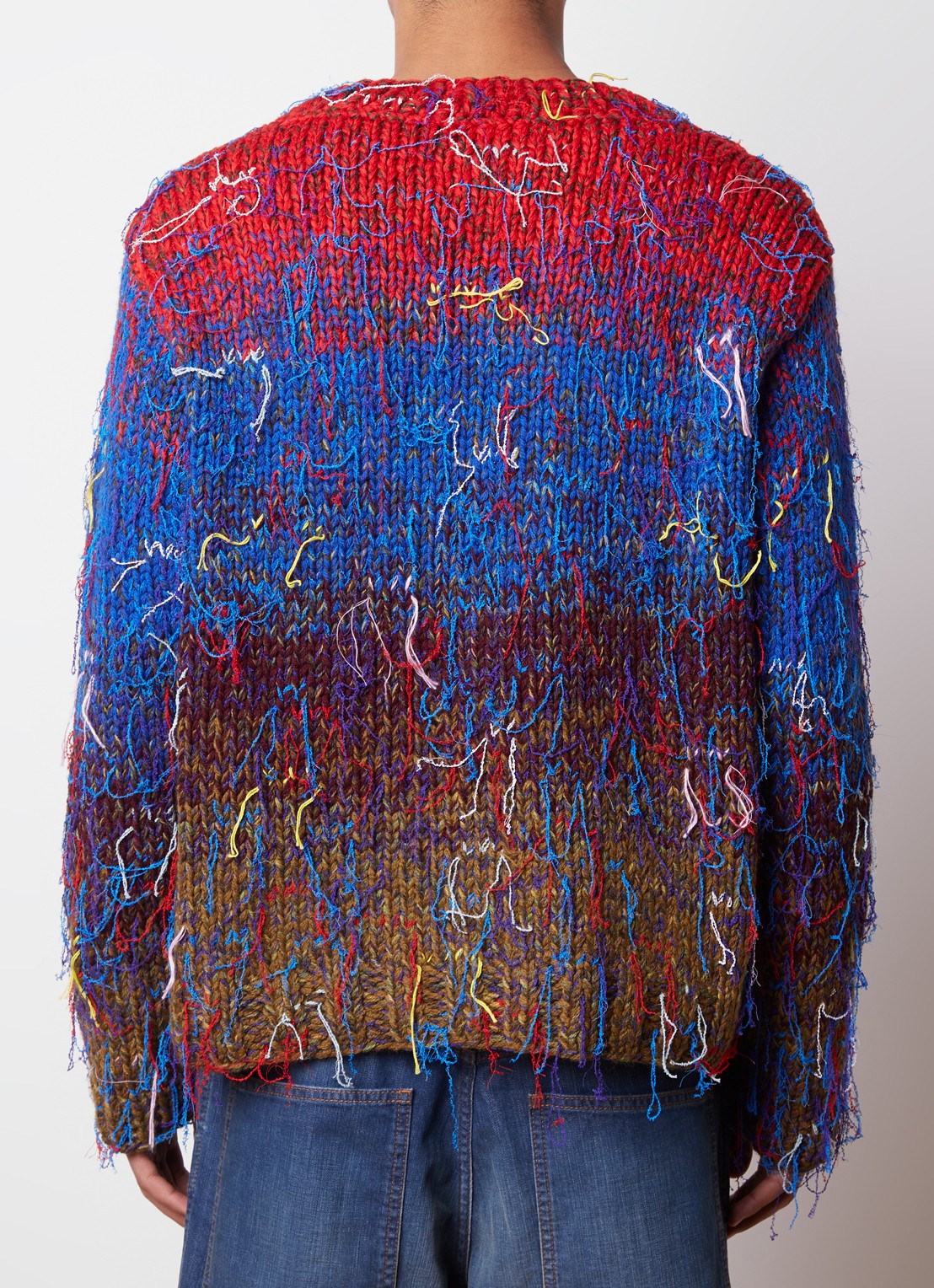Maison Margiela Grofgebreide trui in wolblend met franjes - achterkant 5 rood