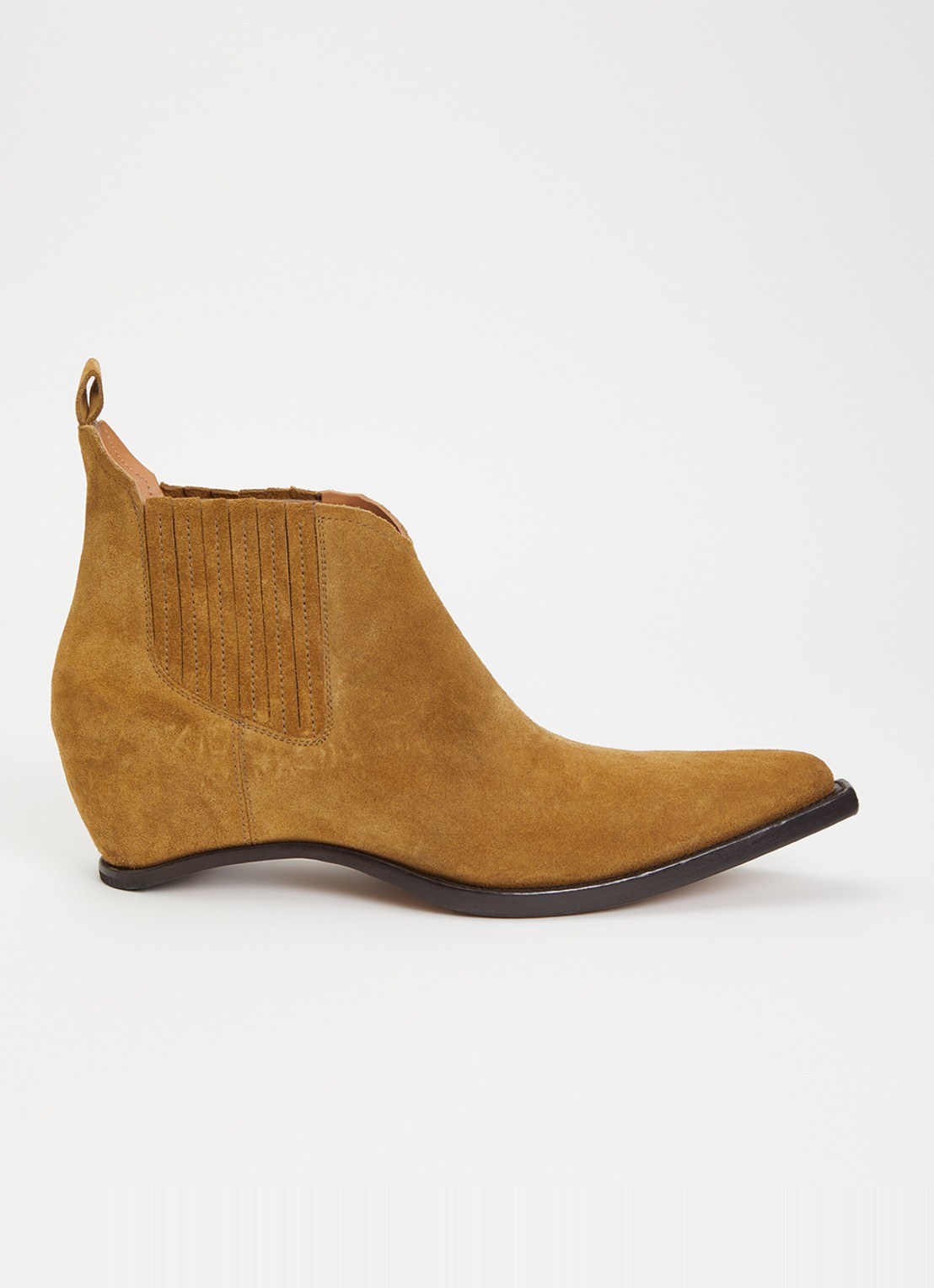 Maison Margiela Heel-Less Western chelsea boot van kalfssuède - voorkant 2 mosgroen