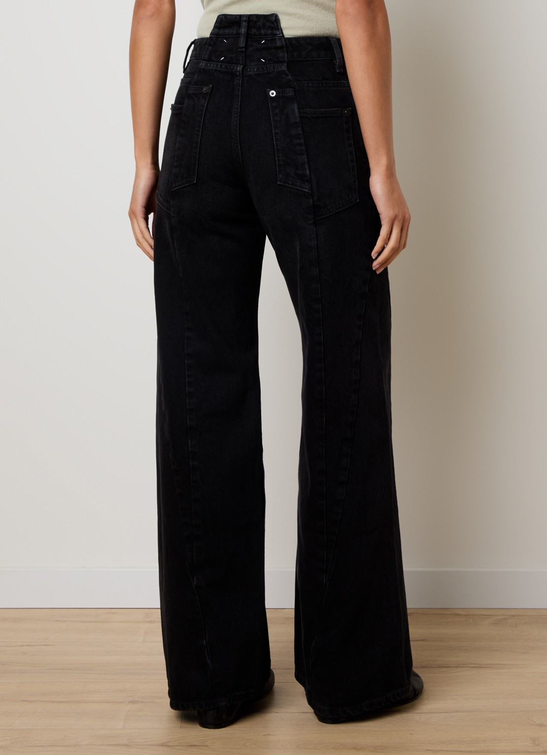 Maison Margiela High waist flared jeans met gekleurde wassing - achterkant 4 zwart