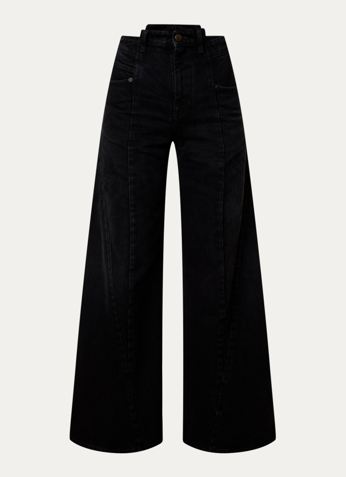 Maison Margiela High waist flared jeans met gekleurde wassing - voorkant 5 zwart