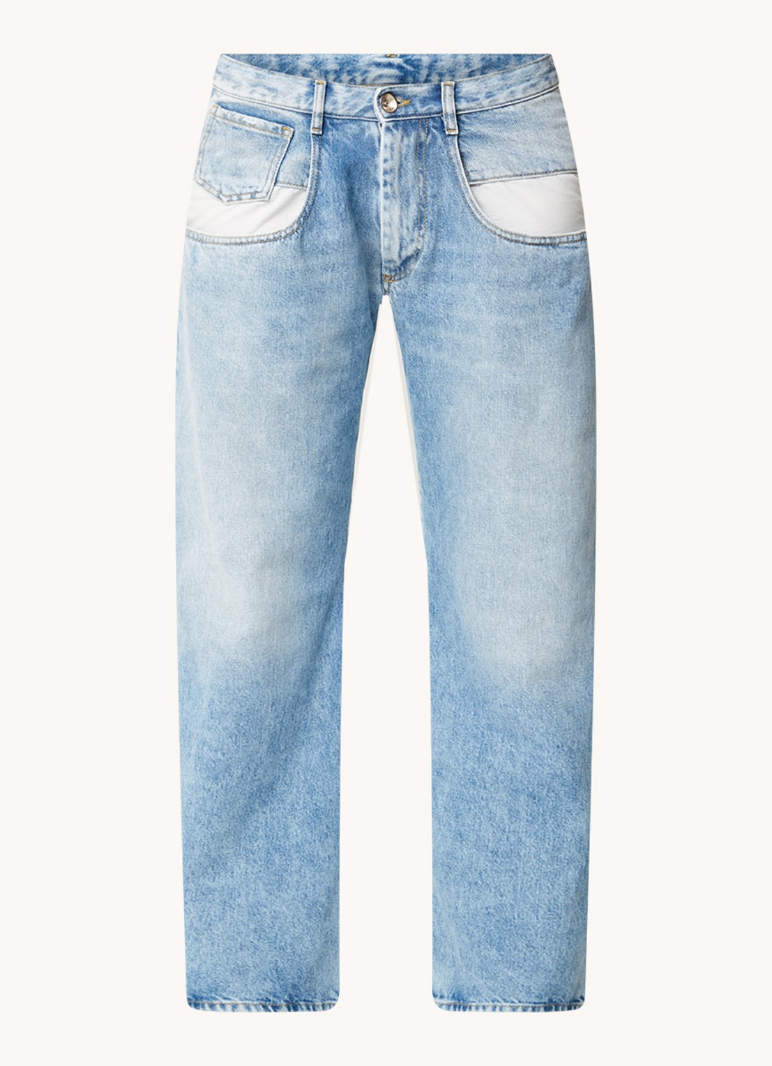 Maison Margiela High waist straight leg jeans met lichte wassing - voorkant 8 indigo