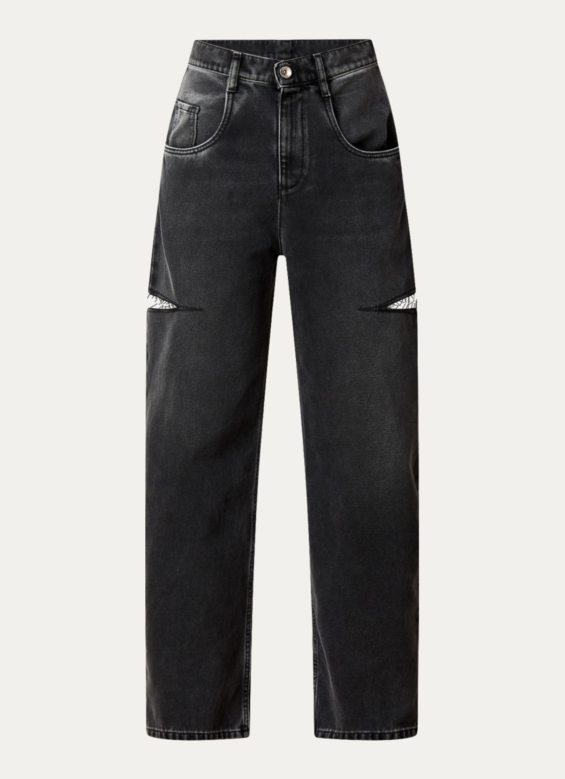 Maison Margiela High waist tapered jeans met steekzakken - voorkant 2 antraciet