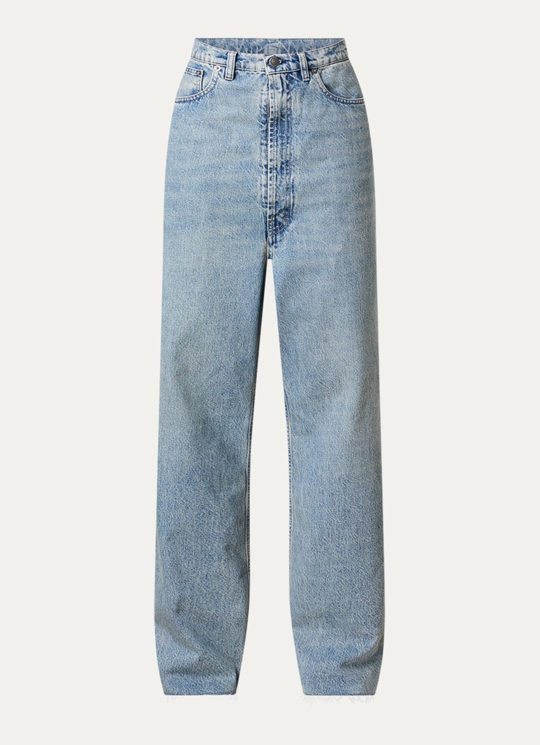 Maison Margiela High waist tapered jeans met steekzakken - voorkant 2 lichtblauw