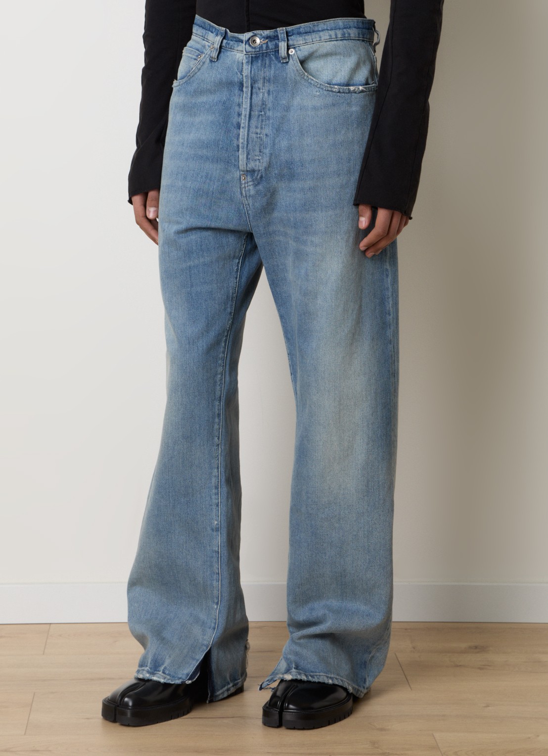 Maison Margiela Loose fit jeans met lichte wassing - detail indigo