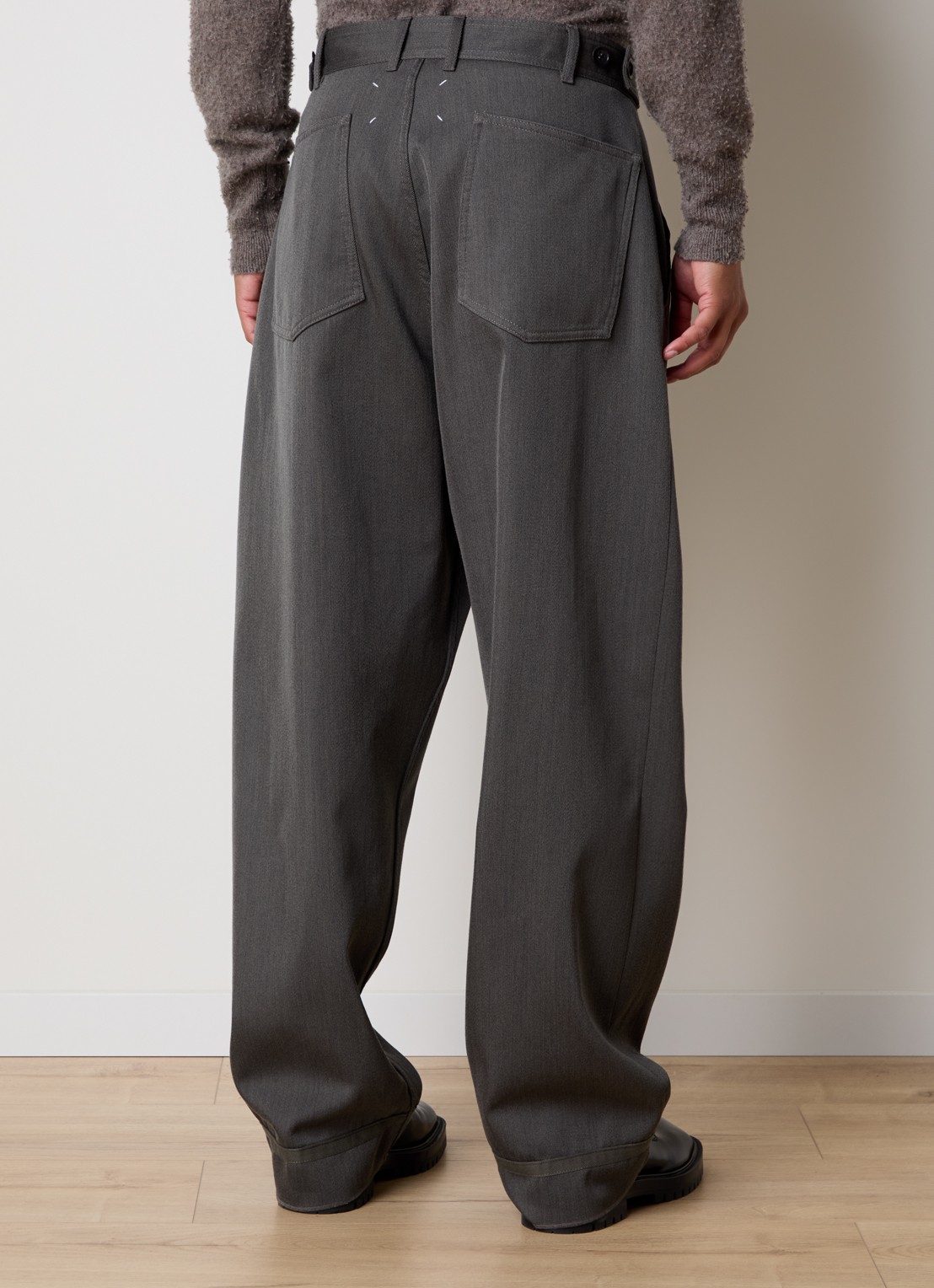 Maison Margiela Loose fit pantalon van wol met steekzakken - achterkant grijs