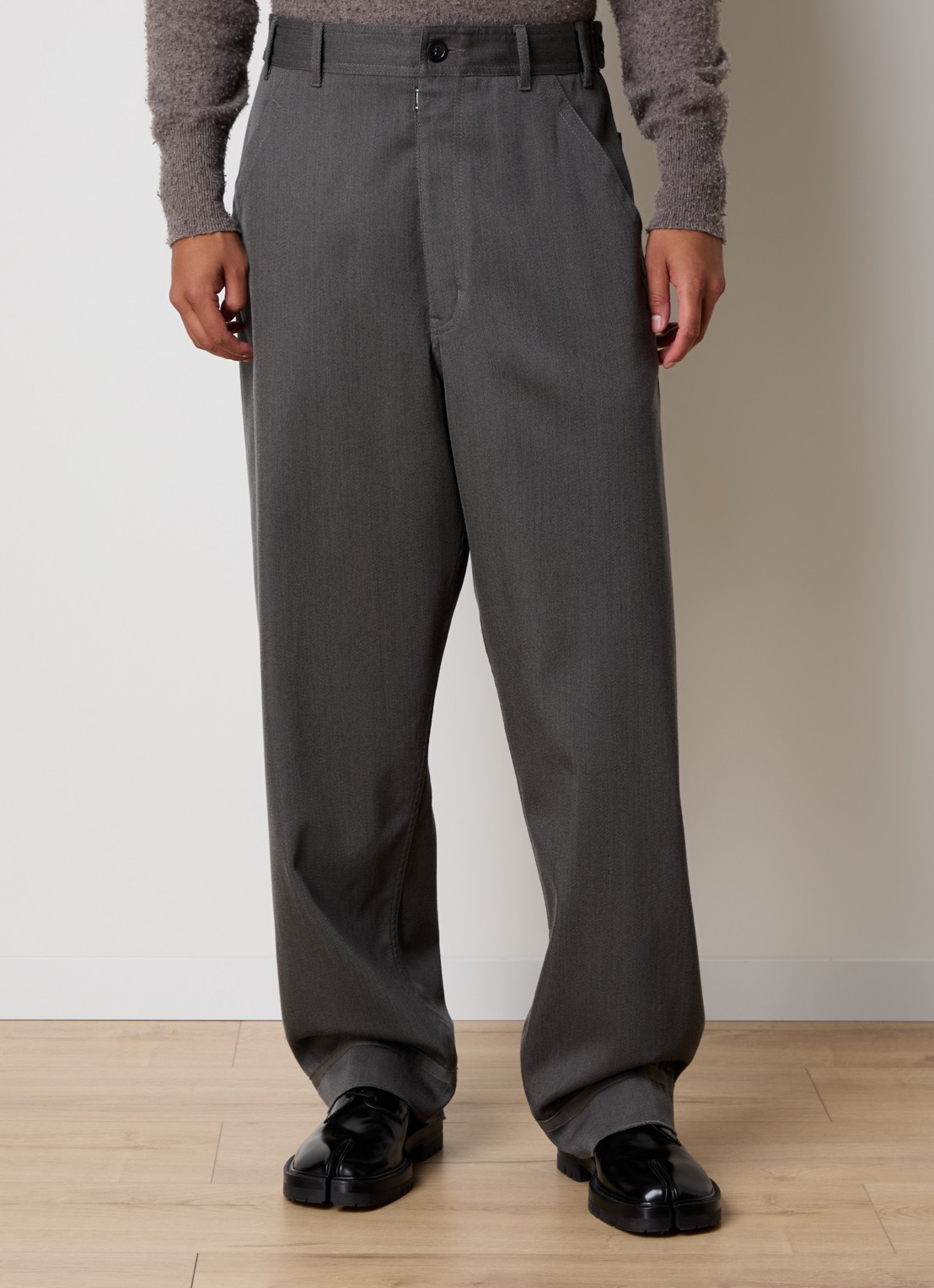 Maison Margiela Loose fit pantalon van wol met steekzakken - detail 4 grijs