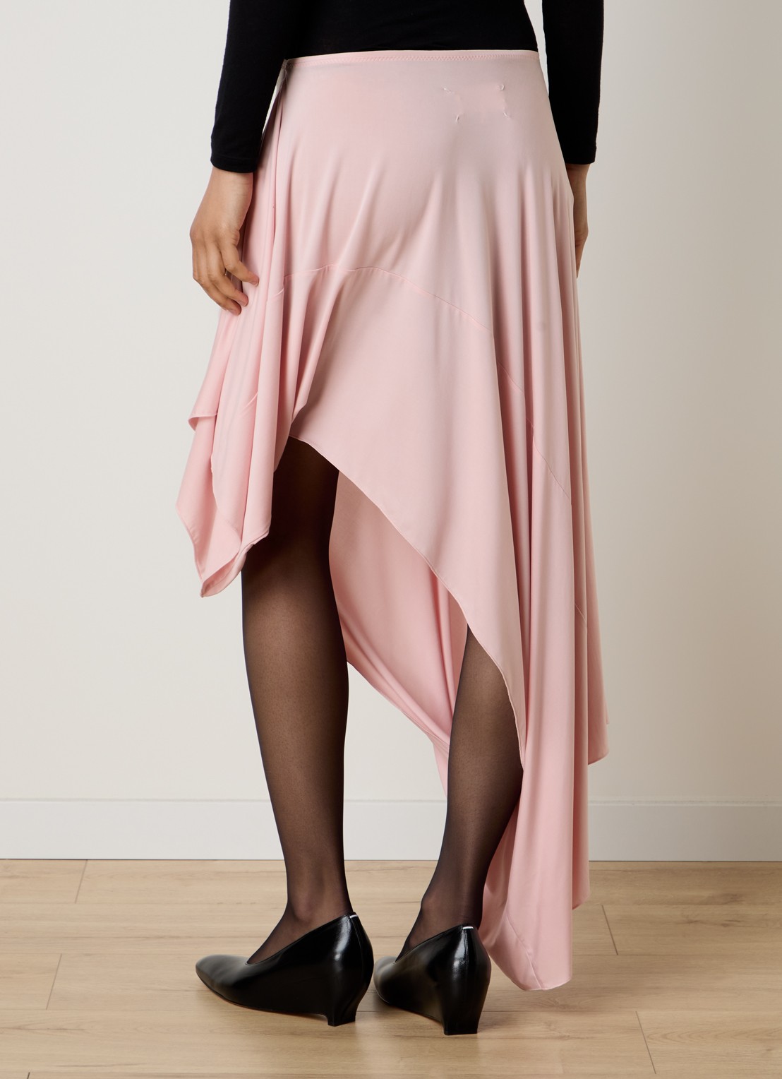 Maison Margiela Midi rok met asymmetrische zoom - achterkant 5 lichtroze