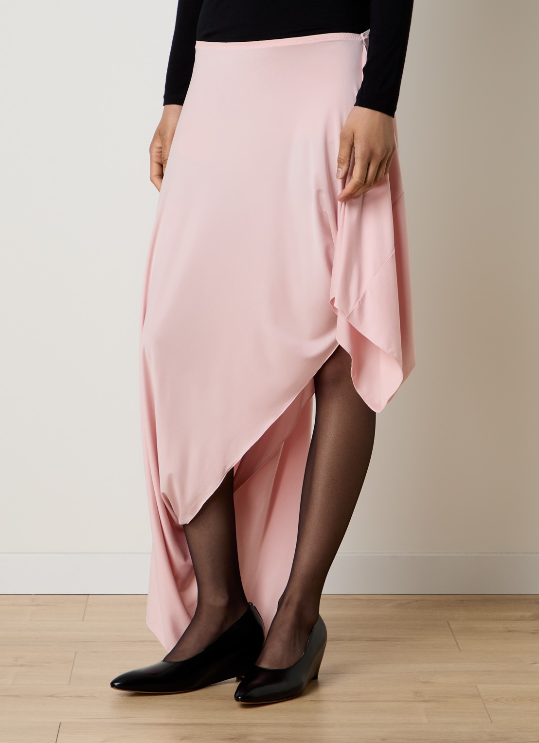 Maison Margiela Midi rok met asymmetrische zoom - detail lichtroze