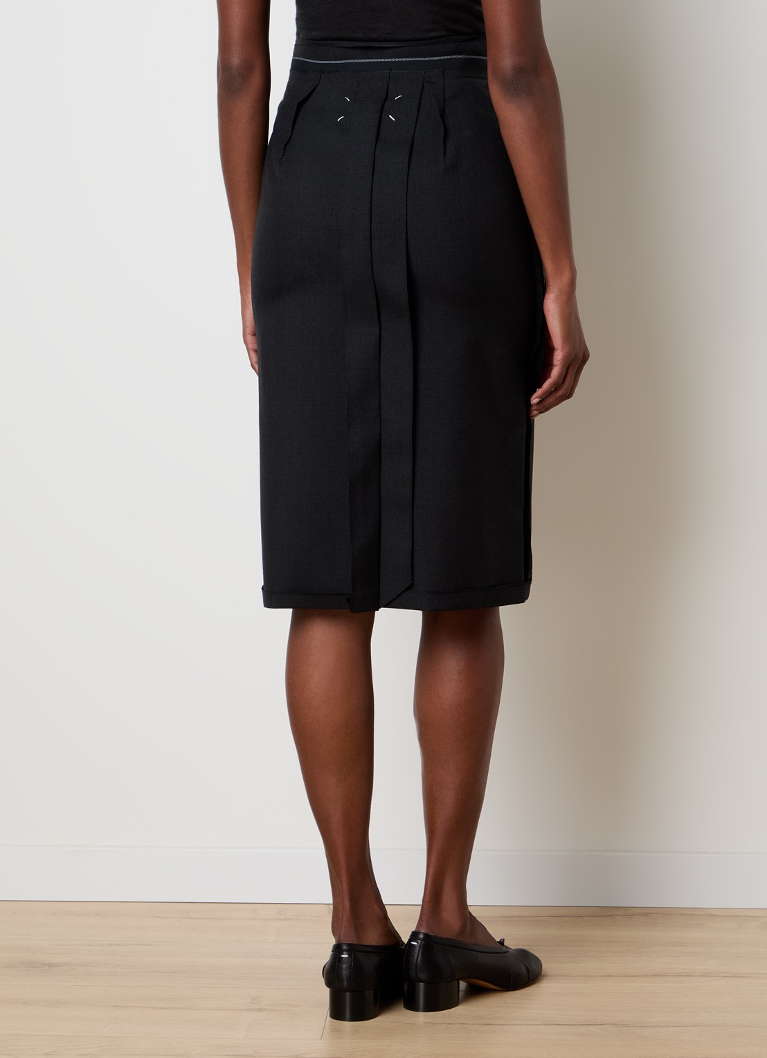 Maison Margiela Midi rok van wol - achterkant 5 zwart