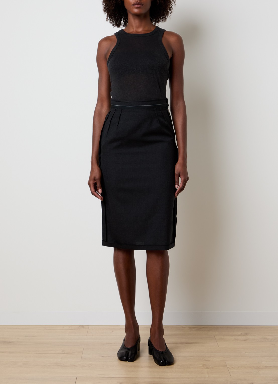Maison Margiela Midi rok van wol - voorkant 2 zwart