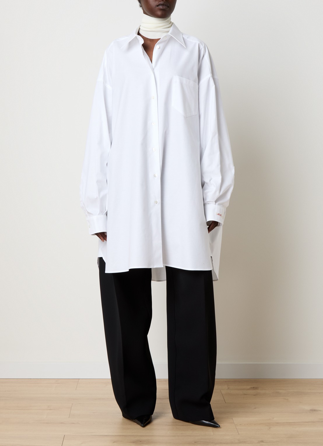 Maison Margiela Oversized blouse met borstzak - voorkant 3 wit
