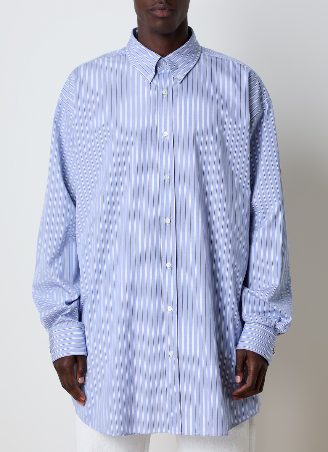 Maison Margiela Oversized overhemd met streepprint - detail blauw
