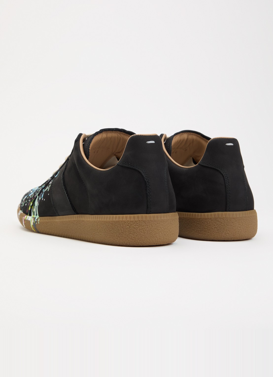 Maison Margiela Paint Replica sneaker van kalfsleer met details van kalfssuède - achterkant zwart