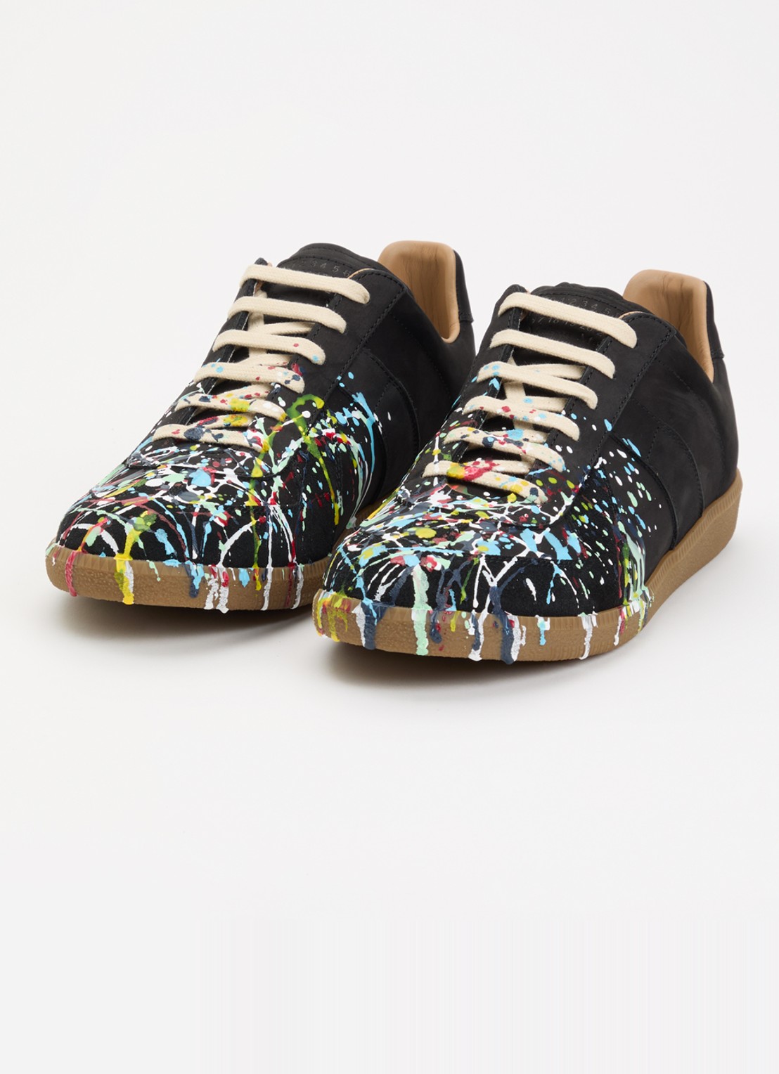 Maison Margiela Paint Replica sneaker van kalfsleer met details van kalfssuède - detail 2 zwart